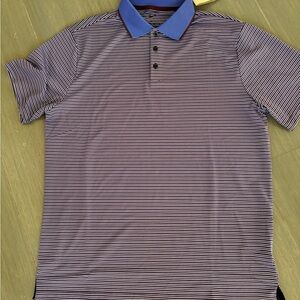 Nike Men’s Tour Dri-FIT Striped Polo Shirt - Blue and Brown